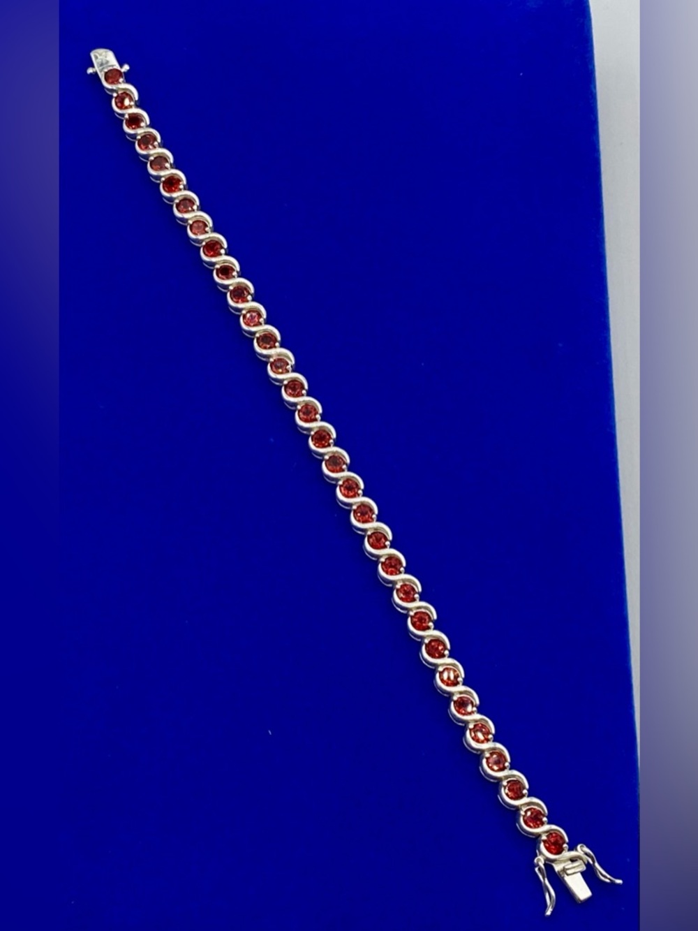 Sterling Silver Thailand Garnet Tennis Bracelet